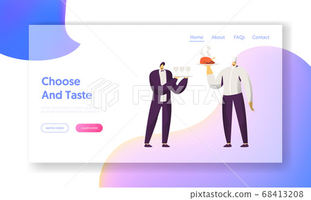 Chef Holding in Hands Tray with Chicken Waiter Chef Holding in Hands Tray with Chicken Waiter 68413208