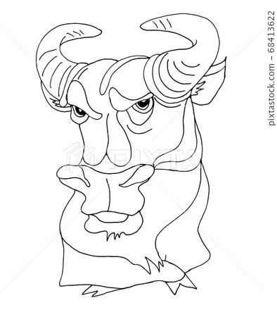 Vector hand drawn illustration of a bull, symbol Vector hand drawn illustration of a bull, symbol 68413622