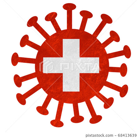 The national flag of Switzerland with corona virus The national flag of Switzerland with corona virus 68413639