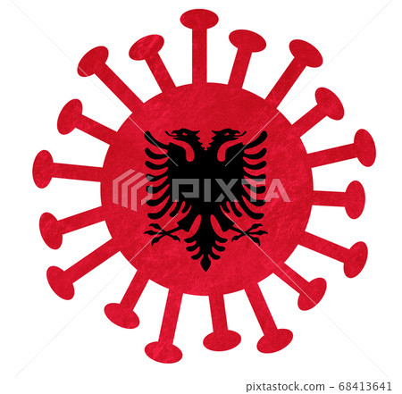 The Albanian national flag with corona virus or 68413641