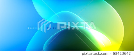 Vector abstract background - liquid bubble shapes on fluid gradient with shadows and light effects. Shiny design template for text 68413642