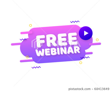 Free webinar label. Flat vector illustration on white background. Free webinar label. Flat vector illustration on white background. 68413649