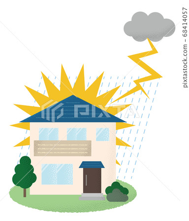 Vector illustration of houses suffering from lightning strike 68414057