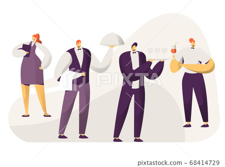 Hospitality Restaurant Staff Characters in Uniform Hospitality Restaurant Staff Characters in Uniform 68414729