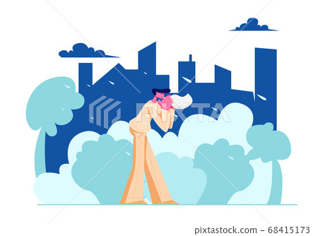 Young Man City Dweller Blow Nose in Handkerchief Young Man City Dweller Blow Nose in Handkerchief 68415173