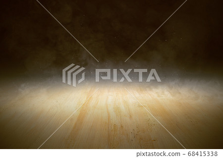 Wooden floor with smoke and light 68415338