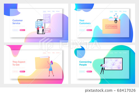 Business Characters Expand Customers Base Attract Clients Landing Page Template Set. Referral Program Management Business Characters Expand Customers Base Attract Clients Landing Page Template Set. Referral Program Management 68417026