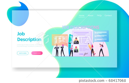 Work Descriptions Landing Page Template. Tiny Employer Characters Reading Personnel Resume, Applicants Searching Job 68417068