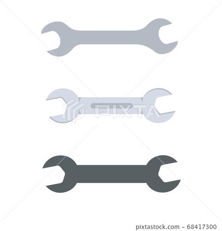 Open-end wrench. Flat, flat with shading and iconic. Open-end wrench. Flat, flat with shading and iconic. 68417300
