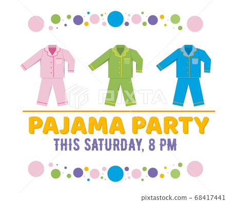 Pajama party vector illustration isolated on white. Pajama party vector illustration isolated on white. 68417441