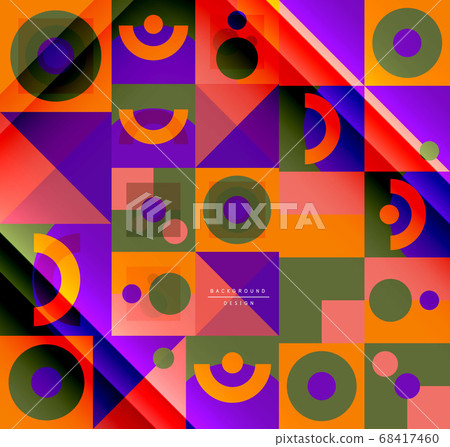 Neo memphis geometric pattern with circles, squares and lines. Pop art abstract background for covers, banners, flyers and posters and other templates 68417460