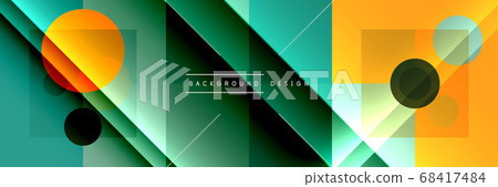 Neo memphis geometric pattern with circles, squares and lines. Pop art abstract background for covers, banners, flyers and posters and other templates 68417484