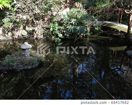 Mirror flower pond at Iwadenji Temple in Zushi city Mirror flower pond at Iwadenji Temple in Zushi city 68417682