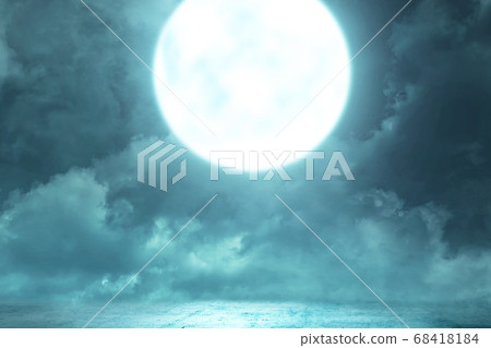 Full moon with smoke and fog on the night Full moon with smoke and fog on the night 68418184