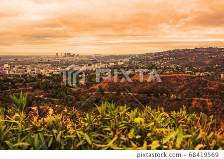 Orange sunset in Los Angeles Orange sunset in Los Angeles 68419569