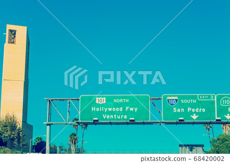 Hollywood freeway sign by Cathedral of Our Lady of Hollywood freeway sign by Cathedral of Our Lady of 68420002