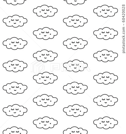 Vector seamless pattern of cloud with face - Stock Illustration ...