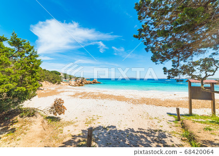 Capriccioli beach on a clear day 68420064