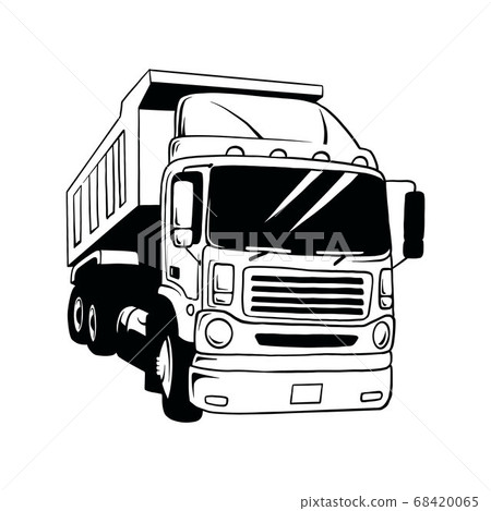 American Truck - black and white vector illustration 68420065