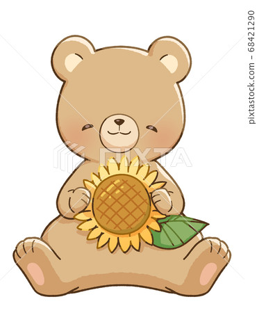 微笑的熊和向日葵 68421290
