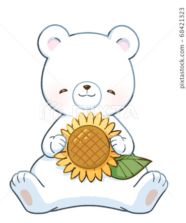 微笑的北極熊和向日葵 68421323