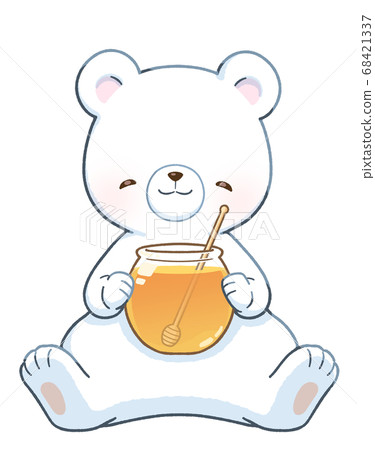 一個微笑的白熊和蜂蜜 68421337