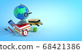 3d-illustration school supplies low poly concept on light blue background with copy space 68421386