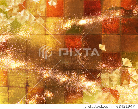 Ginkgo gold leaf background Horizontal Japanese autumn background 68421947