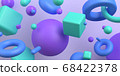 3d-illustration abstract minimal scene with geometrical forms flying in air 68422378