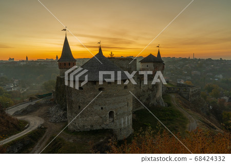 medieval castle or stronghold silhouette and medieval castle or stronghold silhouette and 68424332
