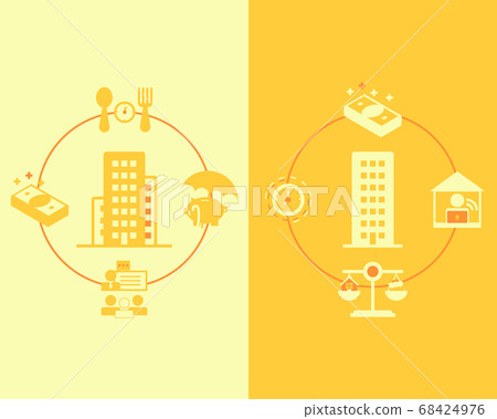 compare benefits of working in different companies vector 68424976