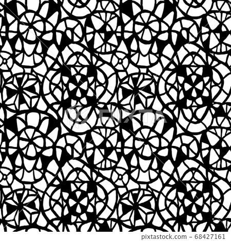 Geometric abstract seamless pattern. Multicolored stained glass window illustration. Kaleidoscope and Lace background Geometric abstract seamless pattern. Multicolored stained glass window illustration. Kaleidoscope and Lace background 68427161