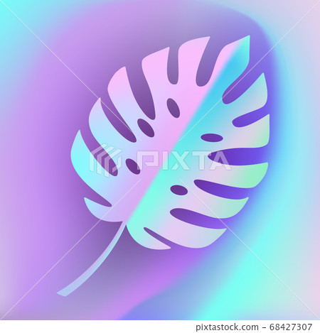 Monstera holographic leaf logo isolated. Vector. Monstera holographic leaf logo isolated. Vector. 68427307