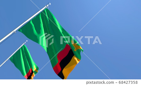 3D rendering of the national flag of Zambia waving in the wind 68427358
