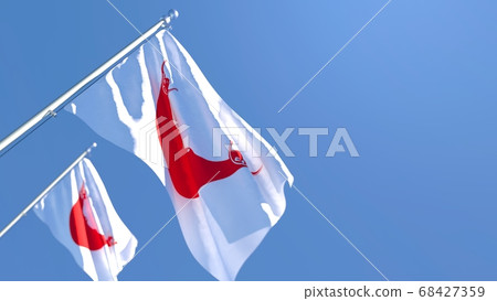 3D rendering of the national flag of Easter Island waving in the wind 3D rendering of the national flag of Easter Island waving in the wind 68427359