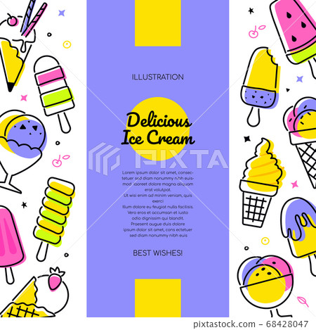 Delicious ice cream - vector line design style banner 68428047