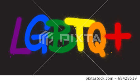 graffiti LGBTQ+ abbreviation sprayed in rainbow color graffiti LGBTQ+ abbreviation sprayed in rainbow color 68428519