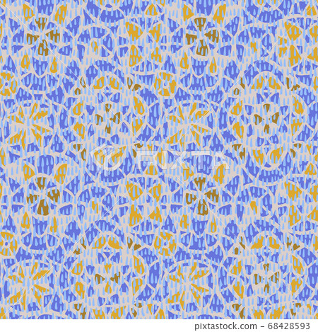 Geometric abstract seamless pattern. Stained glass mosaic ornament. Kaleidoscope lace grid background. 68428593