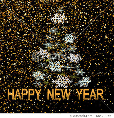Happy New Year card with abstract christmas tree vector 68429036