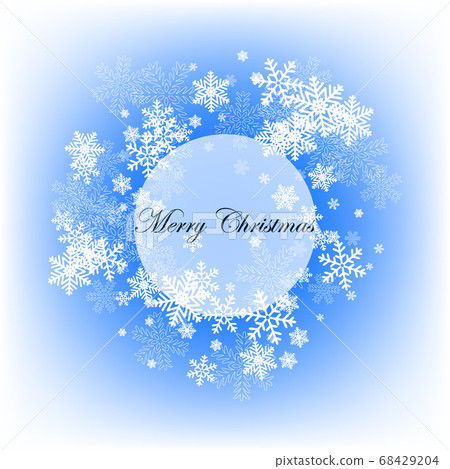 Holiday backdrop snowflake pattern, Christmas decor, winter blue background. Vector circle frame Holiday backdrop snowflake pattern, Christmas decor, winter blue background. Vector circle frame 68429204