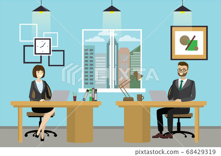 Two cartoon office workers Two cartoon office workers 68429319