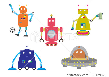 Cute funny robots set Cute funny robots set 68429320