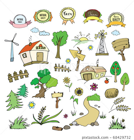 Farm and rural elements collection,carton or Farm and rural elements collection,carton or 68429732
