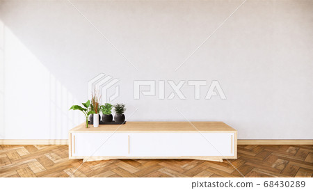 tropical room interior with cabinet and plants tropical room interior with cabinet and plants 68430289