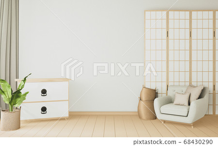Armchair minimal and wooden cabinet in modern Armchair minimal and wooden cabinet in modern 68430290
