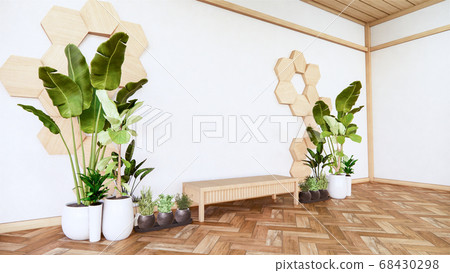 wooden low table with wooden hexagon tiles on wooden low table with wooden hexagon tiles on 68430298
