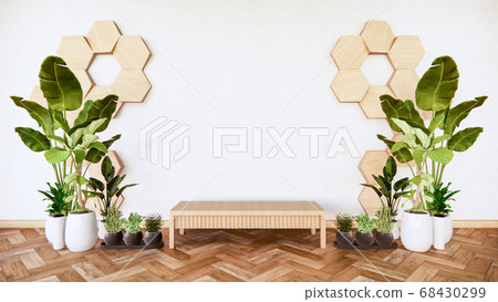 wooden low table with wooden hexagon tiles on wooden low table with wooden hexagon tiles on 68430299