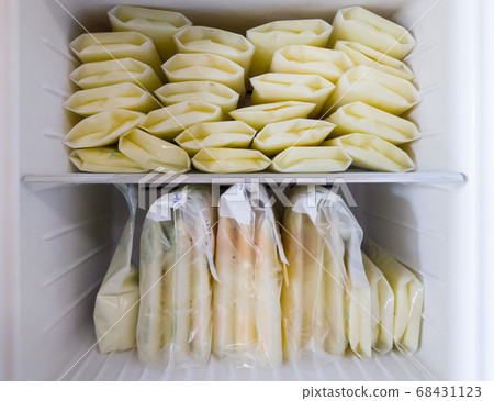 Stock of breast milk in the storage bag. 68431123
