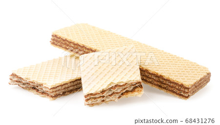 Wafers with chocolate on white background. Wafers with chocolate on white background. 68431276
