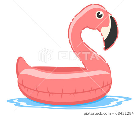 Pink inflatable flamingo floats on water on a Pink inflatable flamingo floats on water on a 68431294